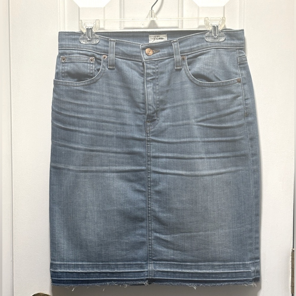 J Crew Denim Skirt Raw Hem Size 28